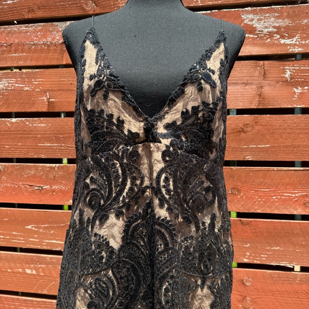 Free People Night Shimmers Black Lace & Sequin Mini Dress - Picture 3 of 10